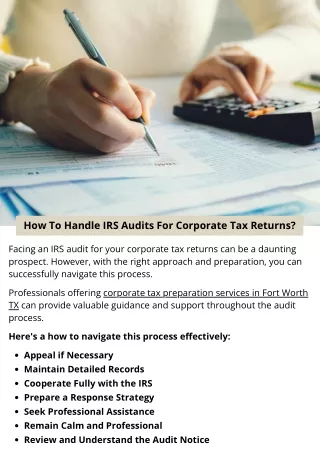 How To Handle IRS Audits For Corporate Tax Returns?