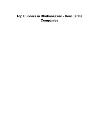 Top Builders in Bhubaneswar - Real Estate Companies