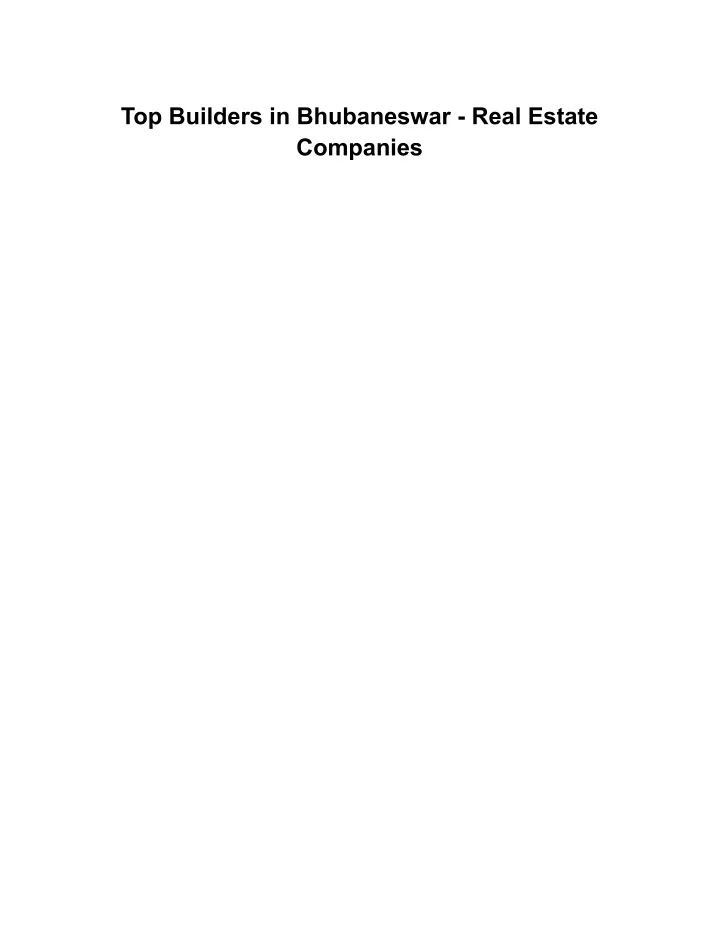 top builders in bhubaneswar real estate companies