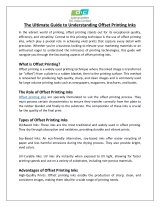 The Ultimate Guide to Understanding Offset Printing Inks