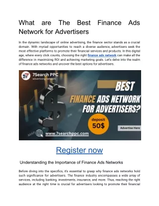 What are The Best Finance Ads Network for Advertisers