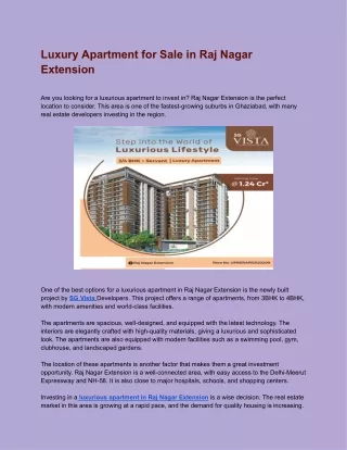 Luxurious Apartment for Sale in Raj Nagar Extension|9654999222