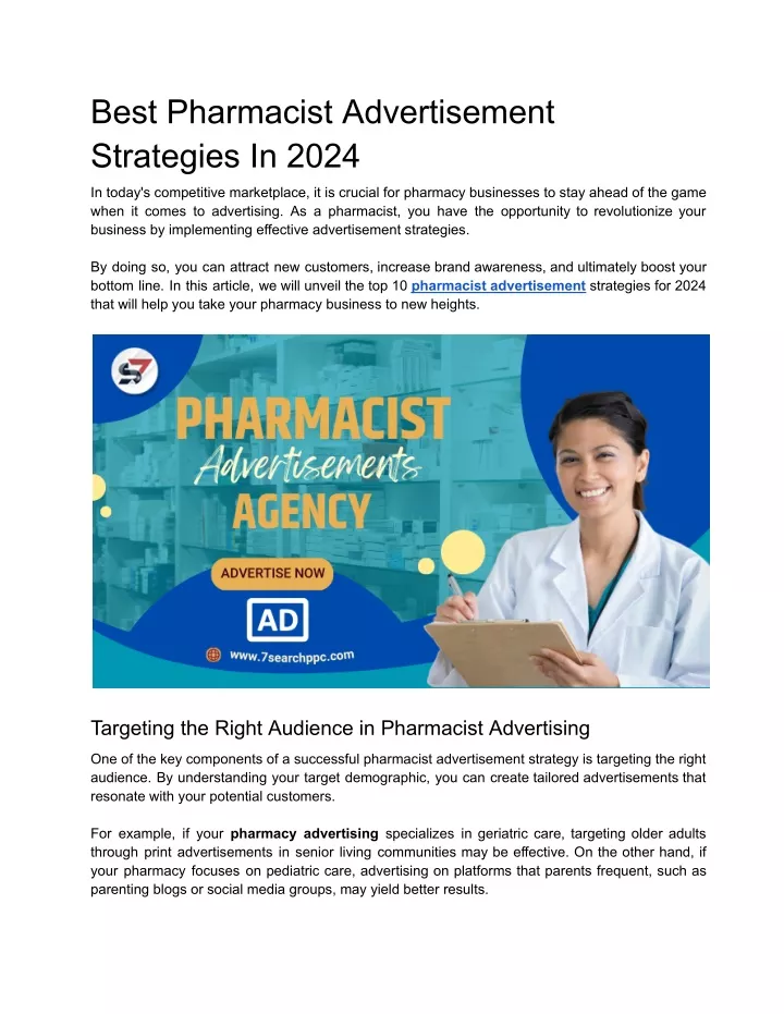 best pharmacist advertisement strategies in 2024