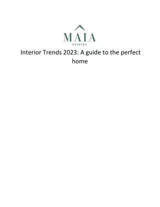 Interior Trends 2023 A guide to the perfect home