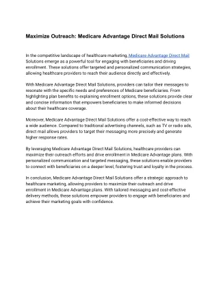 Maximize Outreach: Medicare Advantage Direct Mail Solutions