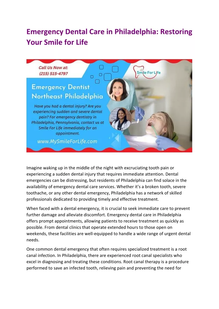 emergency dental care in philadelphia restoring