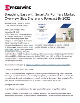 Smart Air Purifiers Market Size, Share, Competitive Landscape and Trend Analysis