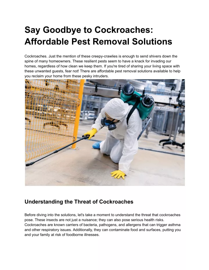 say goodbye to cockroaches affordable pest