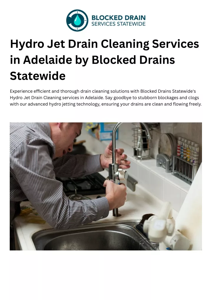 hydro jet drain cleaning services in adelaide