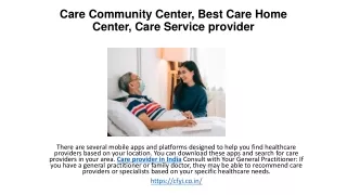 Care Community Center, Best Home Care Center, Care Service provider