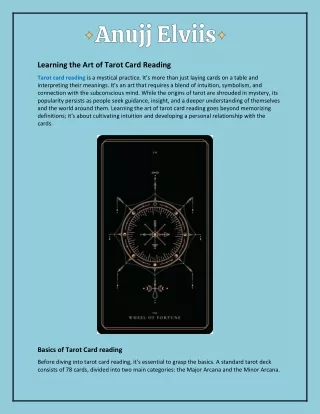 Learning the Art of Tarot Card Reading