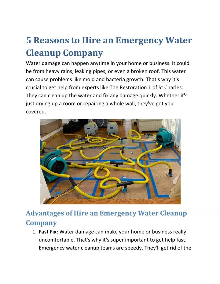 5 reasons to hire an emergency water cleanup