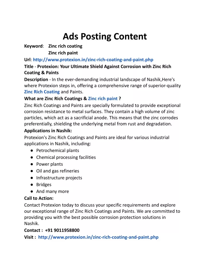 ads posting content keyword zinc rich coating