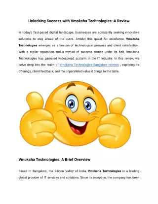 Title_ Unlocking Success with Vmoksha Technologies_ A Review