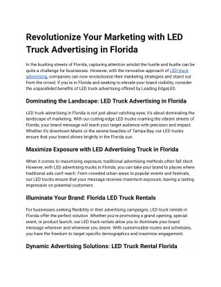 Revolutionize Your Marketing with LED Truck Advertising in Florida 3