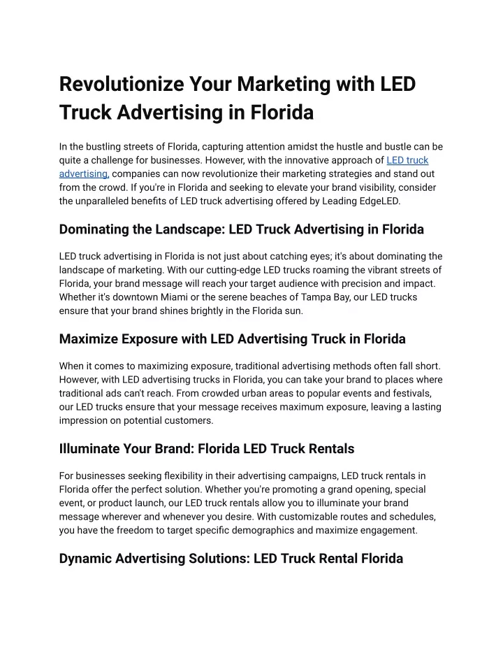 revolutionize your marketing with led truck