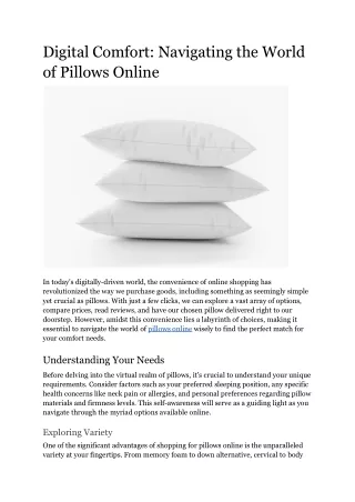 Digital Comfort_ Navigating the World of Pillows Online