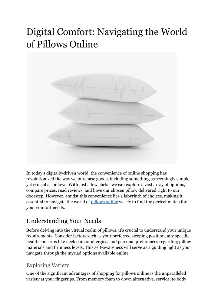 digital comfort navigating the world of pillows