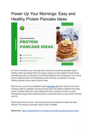Power Up Your Mornings: Easy and Healthy Protein Pancake Ideas