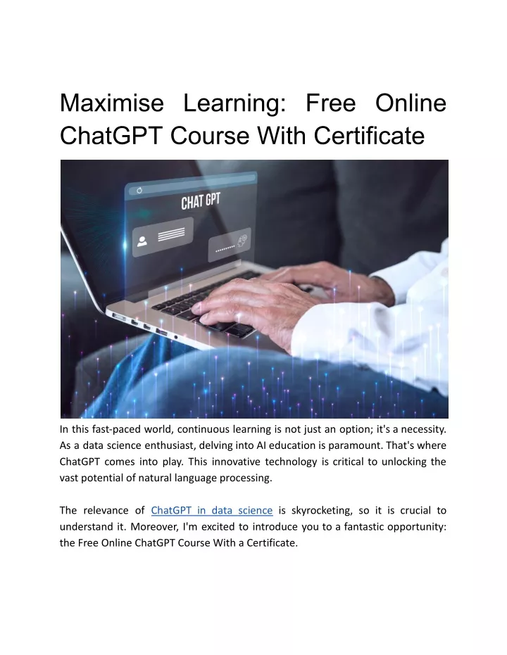 maximise learning free online chatgpt course with