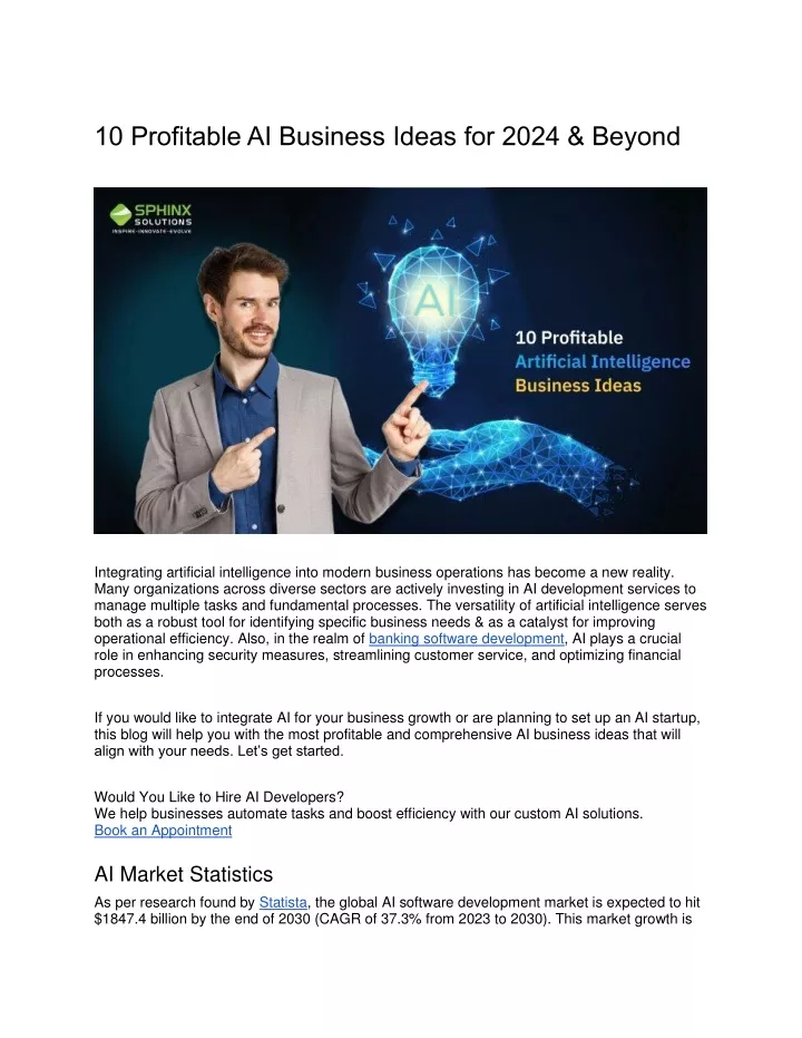 10 profitable ai business ideas for 2024 beyond