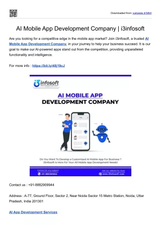 AI Mobile App Development Company | i3infosoft