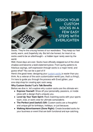 Design Your Custom Socks in a Few Easy Steps with EverLighten