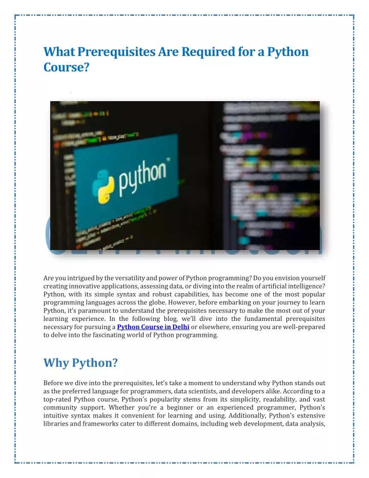 what prerequisites are required for a python