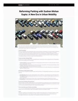 Reforming Parking with Sushen Mohan Gupta: A New Era in Urban Mobility