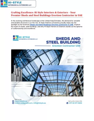 Premier Sheds and Steel Buildings Erection Contractor in UAE