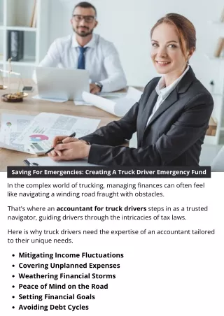 saving for emergencies creating a truck driver