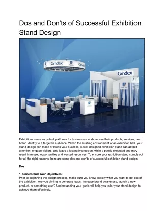 Dos and Don'ts of Successful Exhibition Stand Design