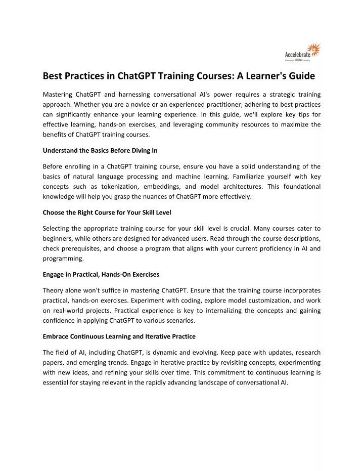 best practices in chatgpt training courses