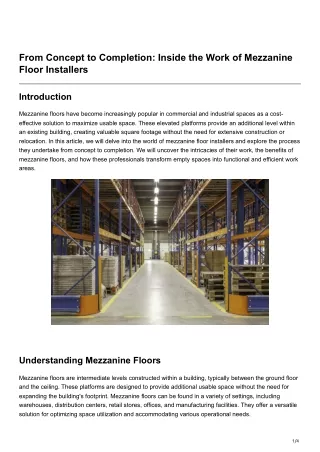 From Concept to Completion Inside the Work of Mezzanine Floor Installers