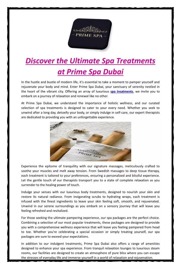 discover the ultimate spa treatments at prime