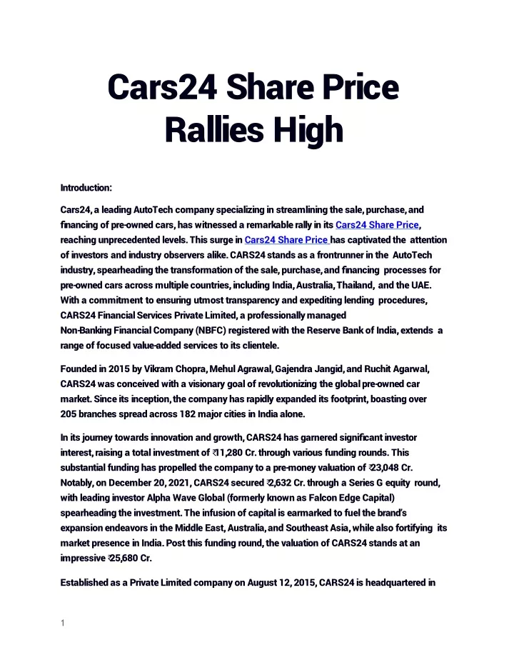 cars24 share price rallies high