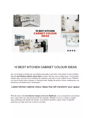 10 Best Kitchen Cabinet Colour Ideas