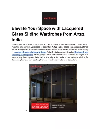Elevate Your Space with Lacquered Glass Sliding Wardrobes from Artuz India