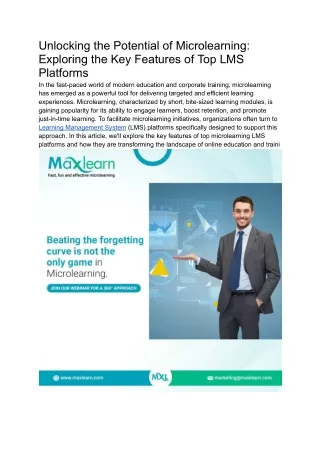 unlocking the potential of microlearning