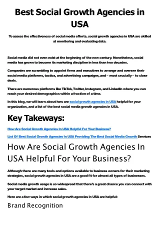 Best Social Growth Agencies in USA