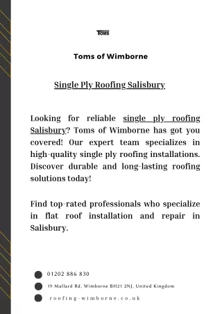 Single Ply Roofing Salisbury