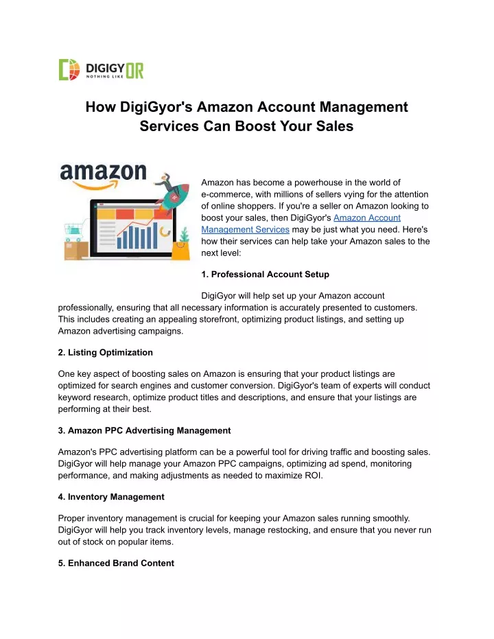 how digigyor s amazon account management services
