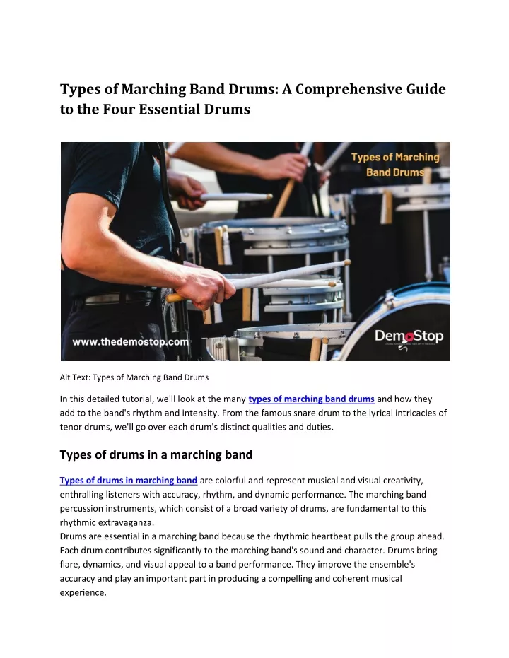 types of marching band drums a comprehensive