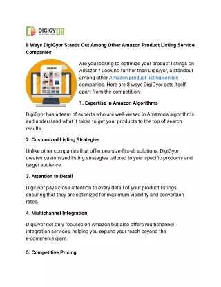 8 Ways DigiGyor Stands Out Among Other Amazon Product Listing Service Companies