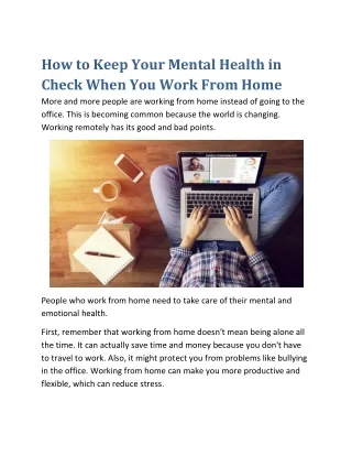 How to Keep Your Mental Health in Check When You Work From Home