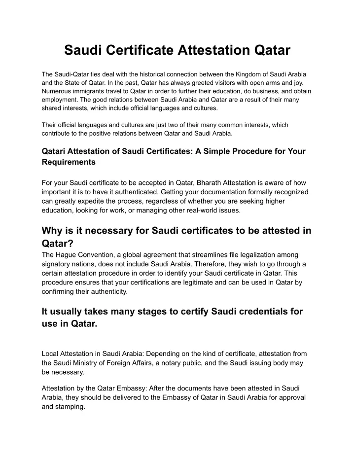 saudi certificate attestation qatar