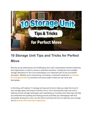 10 Storage Unit Tips and Tricks for Perfect Move