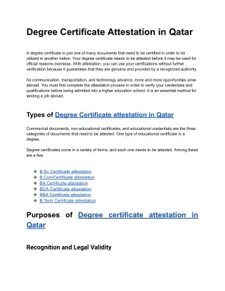 Degree Certificate Attestation in Qatar Bharath