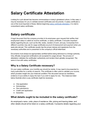 Salary Certificate Attestation Bharath