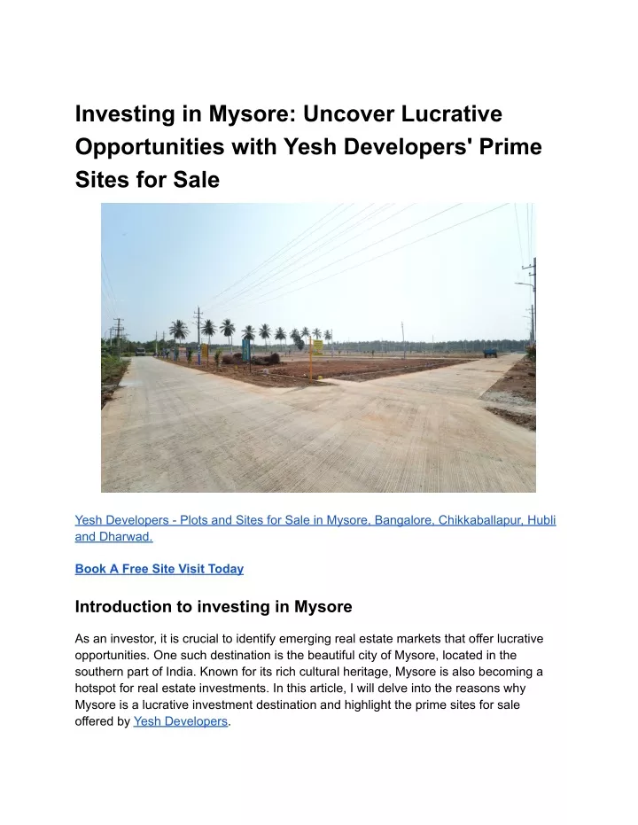investing in mysore uncover lucrative